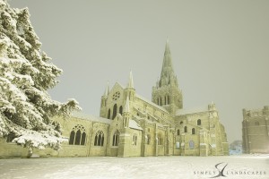 Chichester cathedral in snow